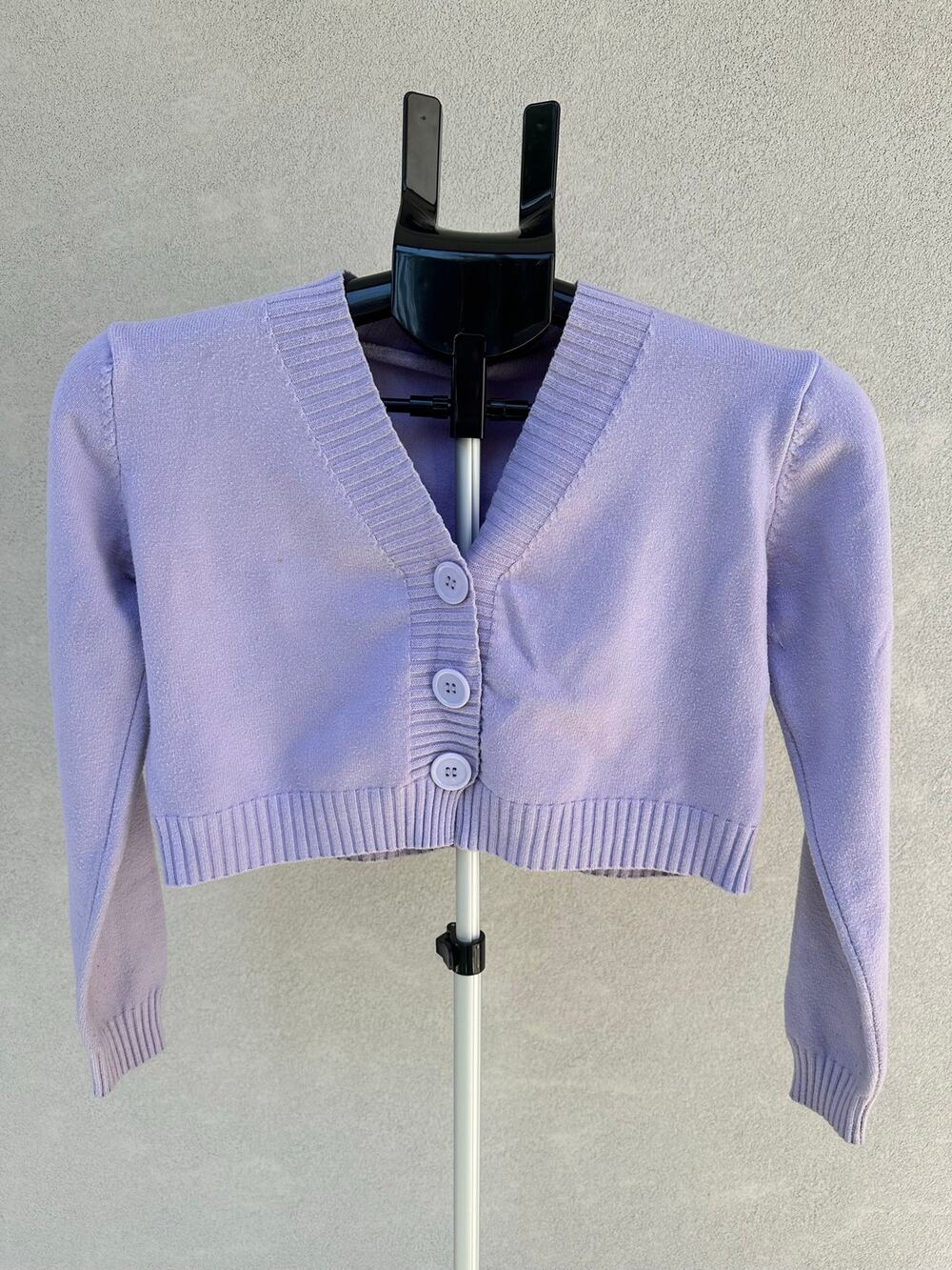 Women’s Lavender Cropped Button Front Knit Cardigan Shrug | Size Unknown